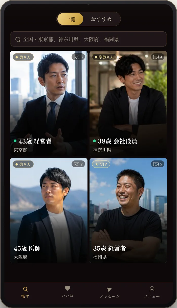 男性の本人確認・資産・写真を運営が審査